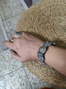 Silver Replica Antique Look Kada Bangle
