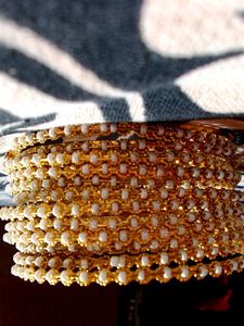 Golden Pearl Bangles Set 1 Dozen
