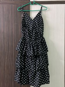 Crepe Polka Printed Short Dress