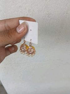 Yellow Floral Jhumka Earrings