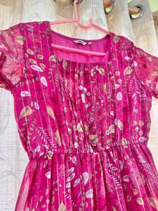 Pink Printed Long Dress