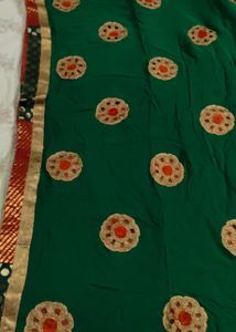 Green Saree with Floral Embroidery
