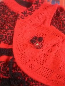 Red Knitted Baby Clothes Set