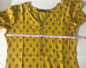 Mustard Kurti Straight Fit