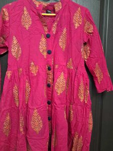 Pink &amp; Gold Print Kurta