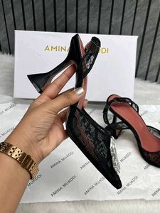 Amina Muaddi Black Heels