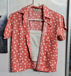 Coral Polka Dot Crop Top