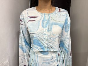 Blue &amp; White Top + Skort Set