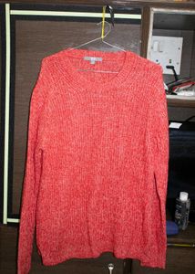 Coral Knit Pullover Sweater