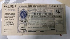 Indian Postal Order British Postal Order Specimen