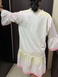 Embroidered White ombre Dress