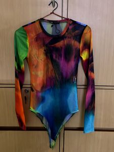 Zara Mesh Printed Bodysuit Full Sleevs