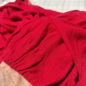 Red Off-Shoulder Tie Top