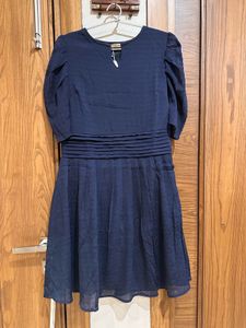 Navy Blue Pleated Mini Dress