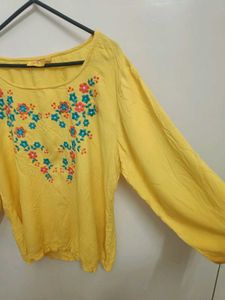 Yellow Embroidered Top