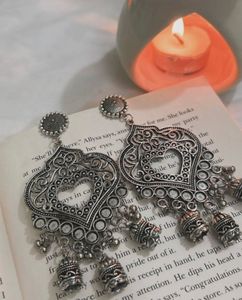 Ethnic Heart Drop Earrings with Jhumkis🌻