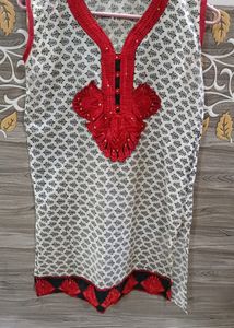 Red & White Short Kurti