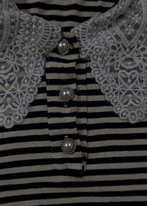 Striped Top with Lace Collar
