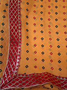 Orange Bandhani Saree