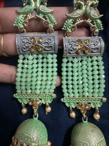 Unique Long Earring Light Green Colour