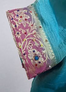 Teal &amp; Pink Sari Blouse