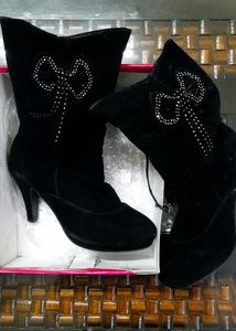 Black Pencil Heel Boots