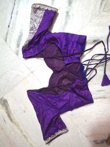 Purple &amp; Silver Saree + Blouse