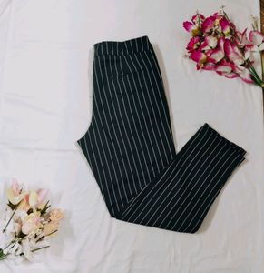 Black N White Strips Pant For Girls