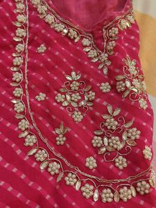 Pink Embellished Kurti Set With Pants