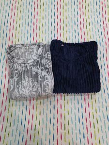 Navy Blue Corduroy Top