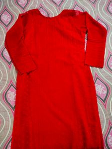 Elegant Georgette Chikankari Red Kurta
