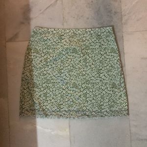 Green Floral Mini Skirt