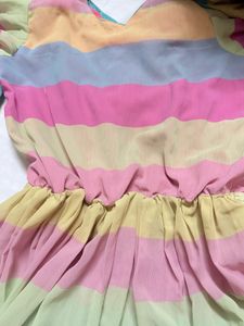 Colorful Striped Lace Dress