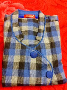 New Warm Blue Plaid Dress