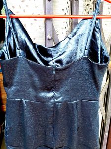 Navy Blue Boat Neck Party Dress