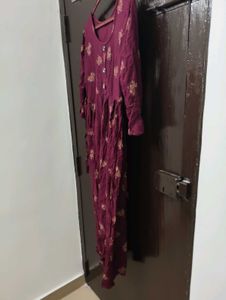 Maroon Printed Kurta