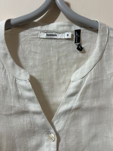 Pure Linen Branded White Shirt- New