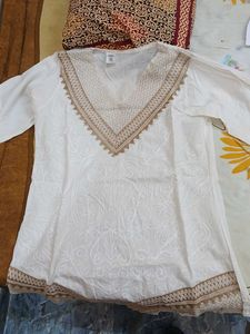 Crochet Trim White Top