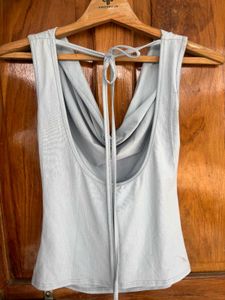 Newme Powder Blue Backless Top