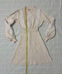 Korean Lace Trim Knit Dress