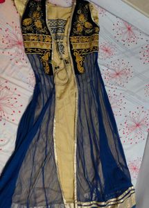 Elegant Blue & Gold Embroidered Anarkali