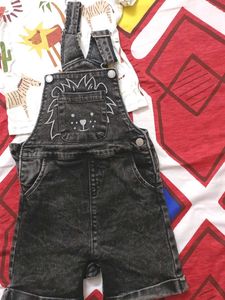 Cute Lion Denim Overalls &amp; Tee Set For Baby Boy