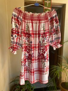 ZARA Off-Shoulder Dress With Embroidery