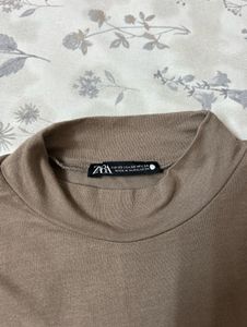 Zara - Nude High Neck T-shirt
