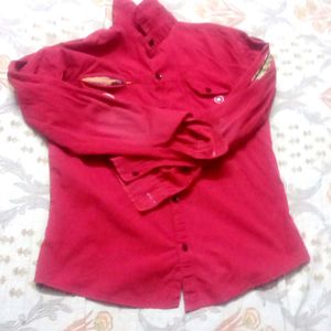 Red Long Sleeve Button Down