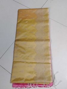 Elegant light yellow pink saree...