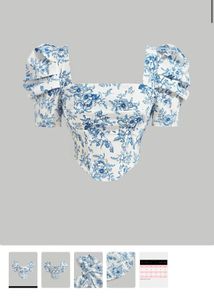 Corset Style Puff SleeveFloral Top