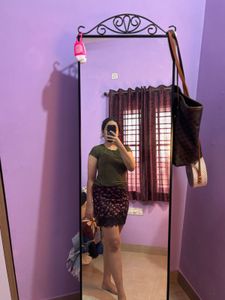 Floral Mini Skirt with Lace Trim-M sized