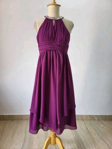 Purple Chiffon Halter Dress