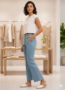 Blue Flare Leg Pants